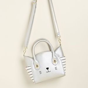 NWT Betsey Johnson Silver Kitschy Kitty Bag